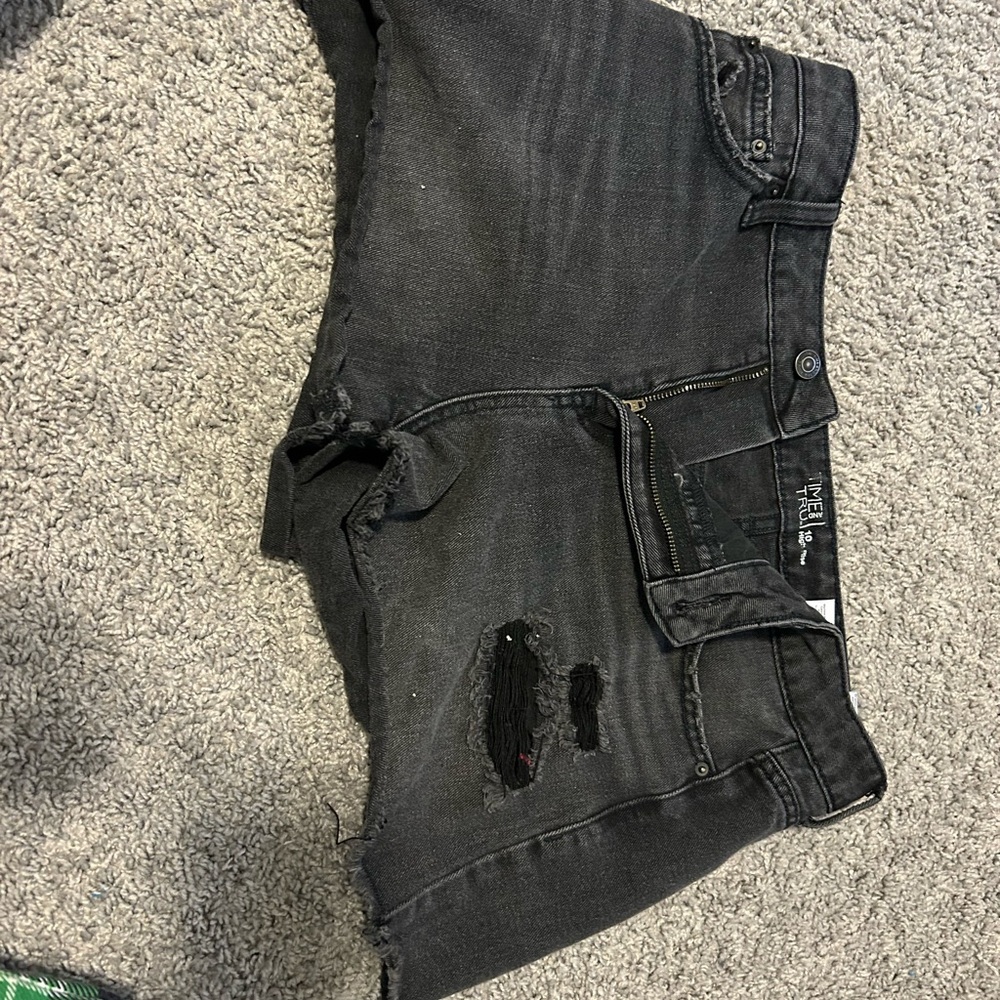 Distressed Black Jean Shorts with Rugged Texture